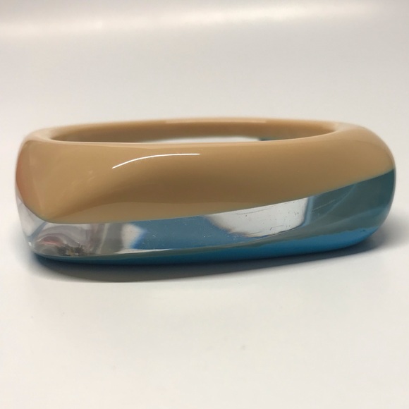 Chunky Asymmetrical Funky Shaped 3 tone Bangle Bracelet Color block Resin - Picture 3 of 5